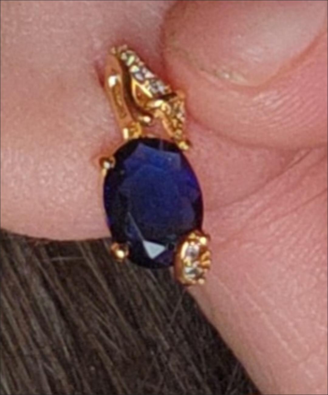 1pc Golden Color Blue Stone Drop Earrings Trendy Women Round Oval Cut White Blue Red Pink Stone Drop Earrings Anniversary Claw Earrings Jewelry photo review