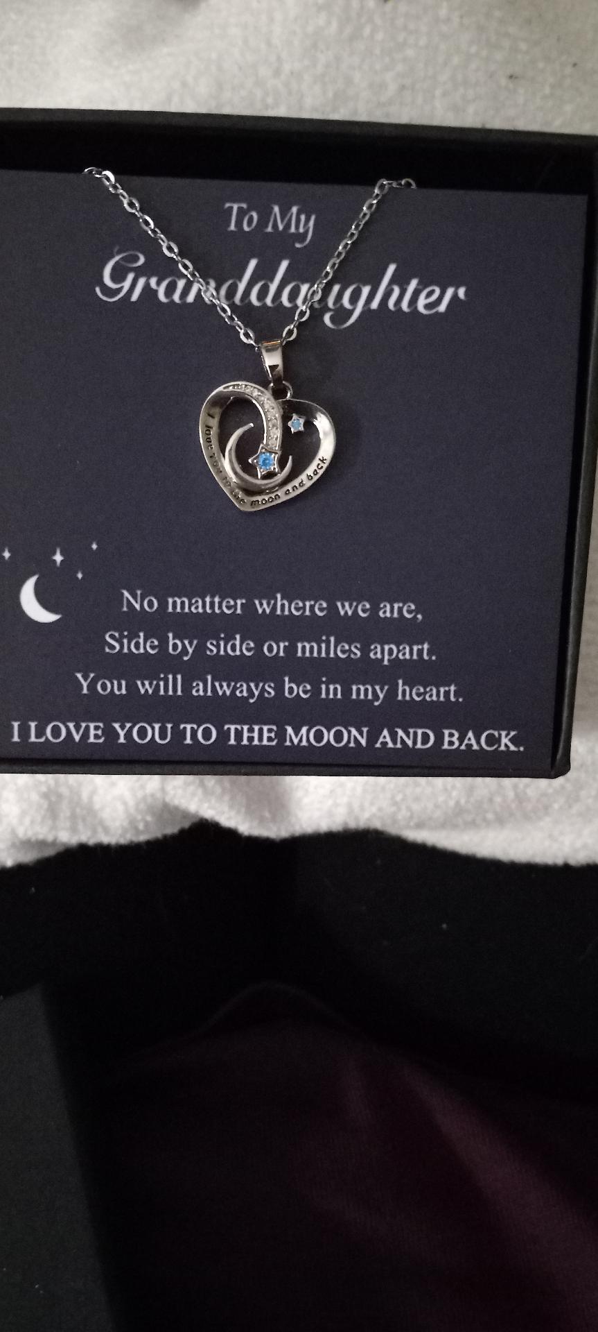 Necklace Gifts for My Granddaughter, Perfect for Birthdays, Christmas, And Valentine'S Day, Expressing My Love to The Moon And Back photo review
