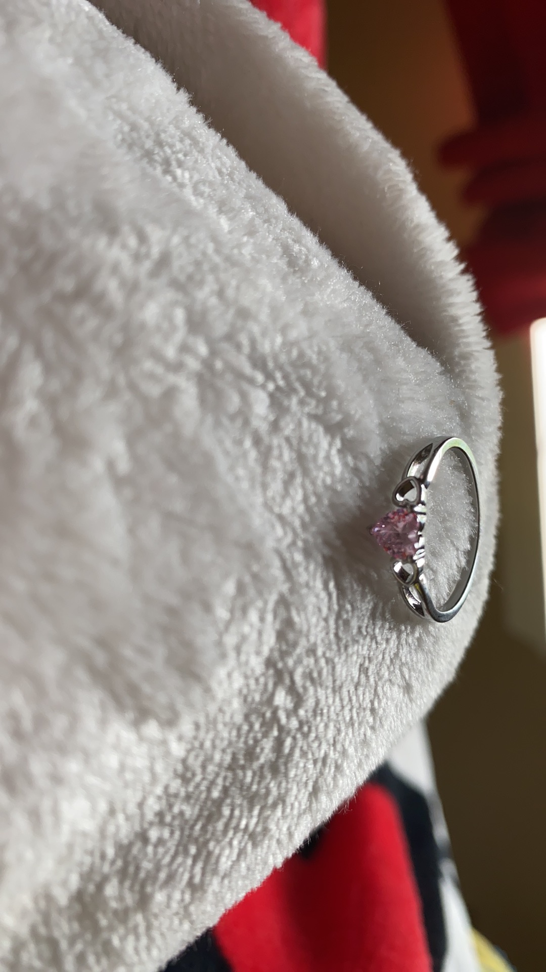 LOVE Pink Heart Shape Wedding Synthetic Zirconia Ring photo review