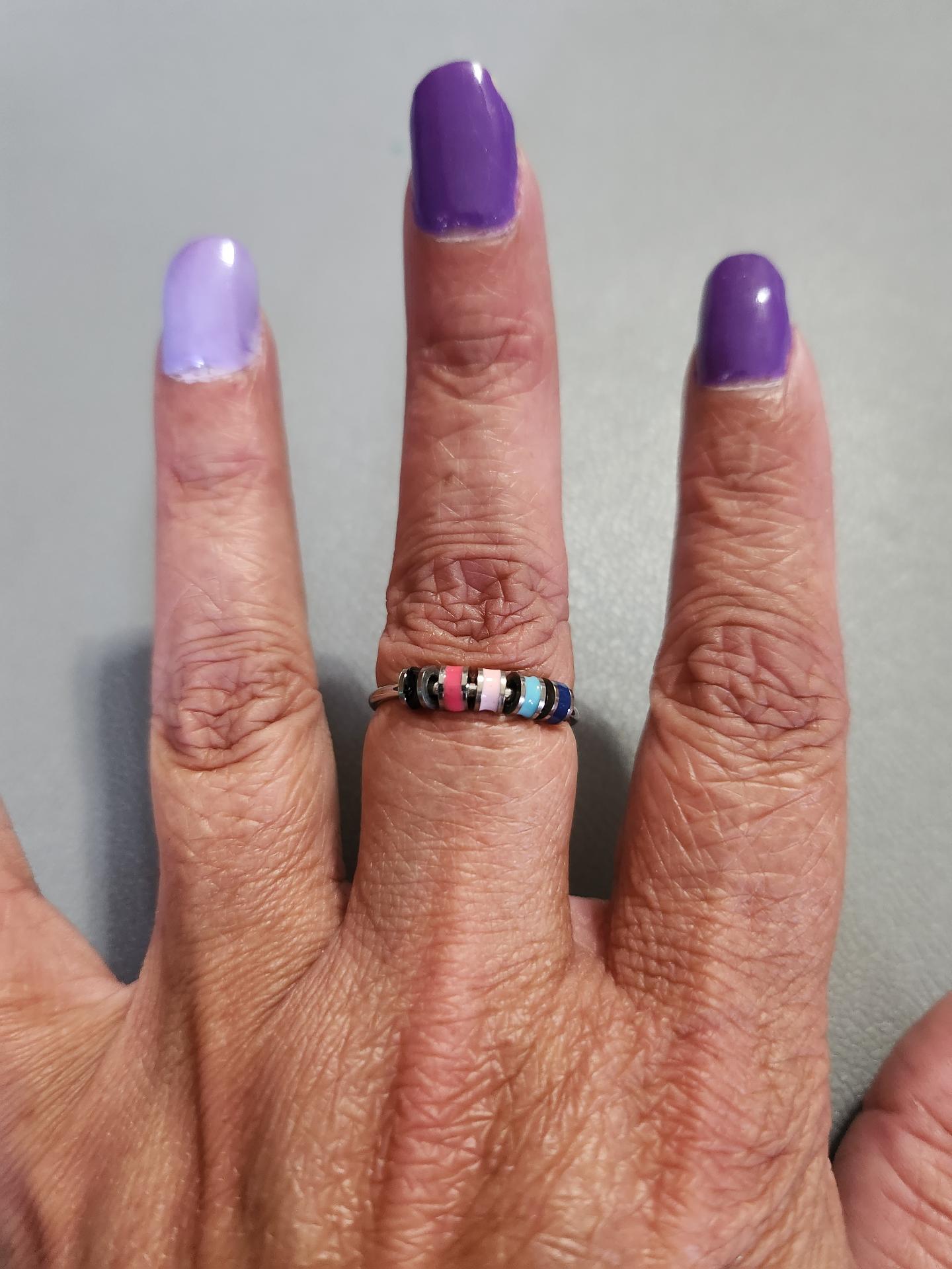 Delicate Enamel Spinner Rings for Women Girls Stainless Steel Bead Ring Jewelry Birthday Gifts photo review