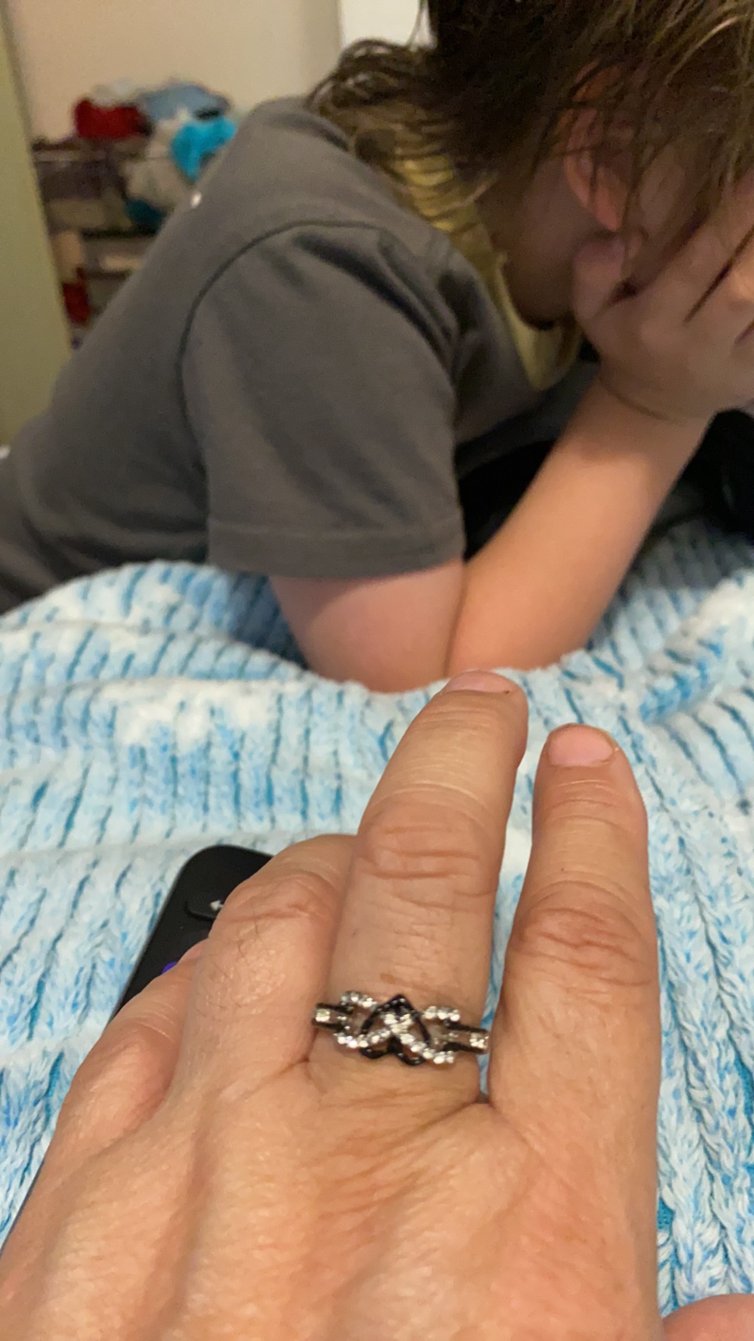 Anchor & Heart Ring | Two-Tone with CZ Stones - Rose & White Golden Plated Stainless Steel Promise Ring, Cubic Zirconia Cut Wing Band for Couples photo review