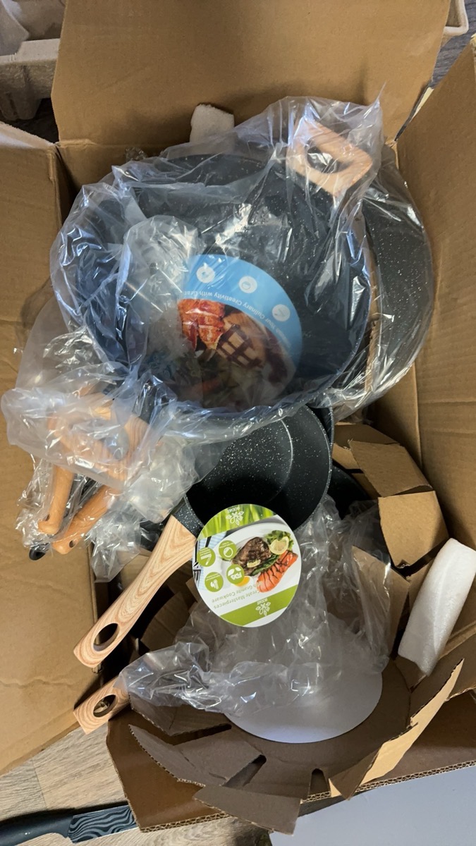 12/5 POTS And Pans Set, Non-stick Cookware Set, Induction Cookware Non-stick Granite Cooking Set, Including Frying Pan, Pan, Steamer, Silicone Spatula And Tongs, Father'S Day Gifts photo review