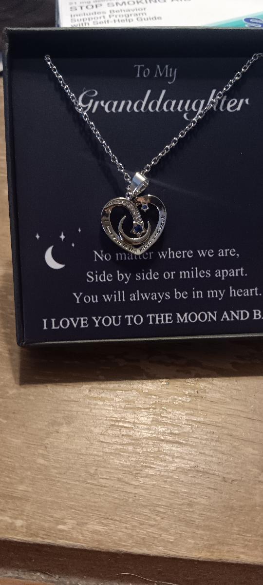 Necklace Gifts for My Granddaughter, Perfect for Birthdays, Christmas, And Valentine'S Day, Expressing My Love to The Moon And Back photo review