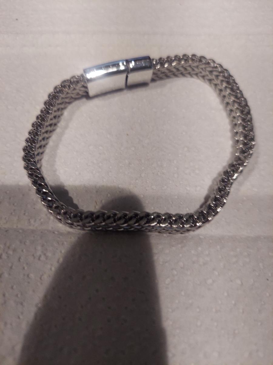 1 Stainless Steel braided square reversible chain magnetic buckle Men's bracelet photo review