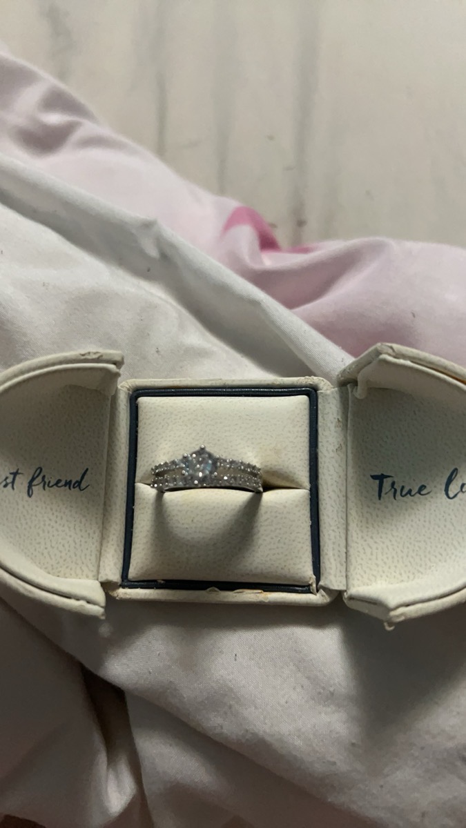 Synthetic Zirconia Bridal Wedding Rings 6 Prong Setting 2pcs/set Rings for Women Engagement Proposal Jewelry Gift (no box) photo review