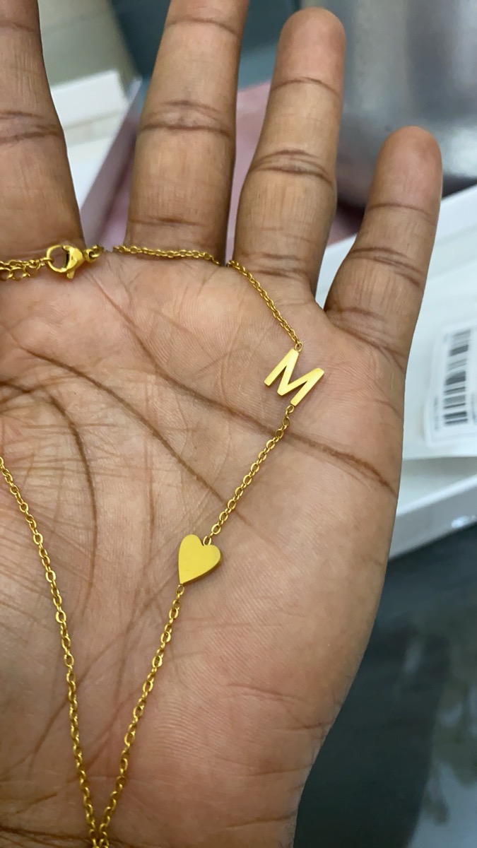 1pc Initial Heart Necklace - A-Z Letter Name Choker with Sideways Single-Letter Pendant, Initials for Women &, Everyday Jewelry Gift (A-Z) - Ideal for Birthdays, Vacations & Special Occasions - Year-Round Wear photo review