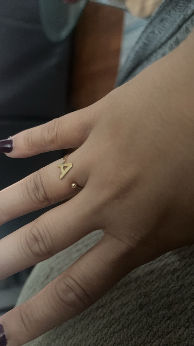 1pc Popular Cute Letter Open Adjustable Fashion Ring Women'S Beach Vacation Valentine'S Day Gift photo review