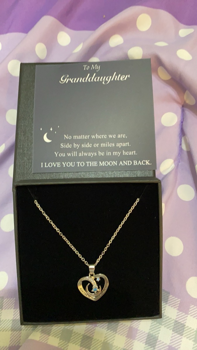 Necklace Gifts for My Granddaughter, Perfect for Birthdays, Christmas, And Valentine'S Day, Expressing My Love to The Moon And Back photo review