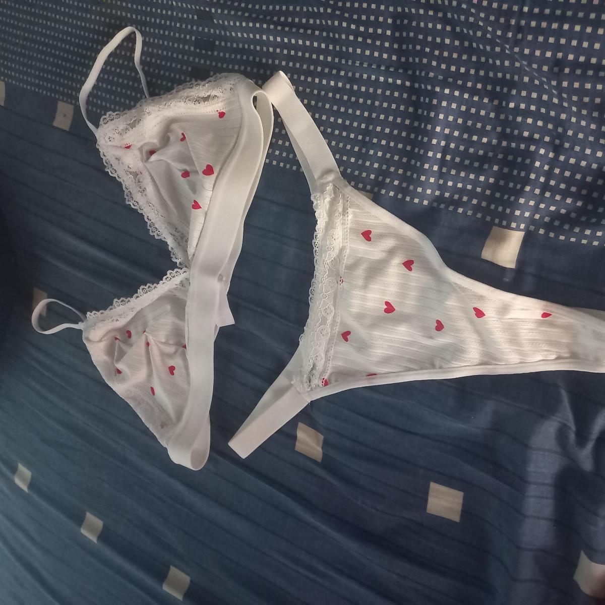 Heart Print Lace Lingerie Bra Set photo review