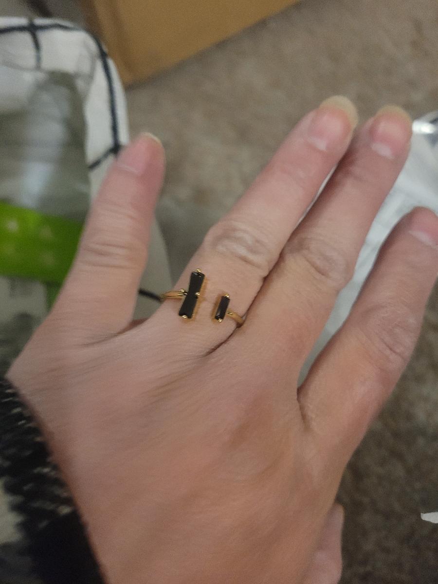 Black Obsidian Ring, Double Obsidian Bar Ring Empath Protection Strength Reiki Ring, Minimalist Delicate Ring photo review