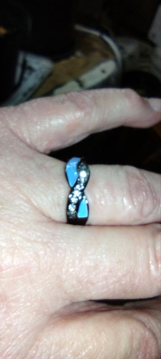 1pc Gothic Celtic Black-Tone Plated Alloy Blue/White Infinity Twist Promise Ring Anniversary Gift photo review