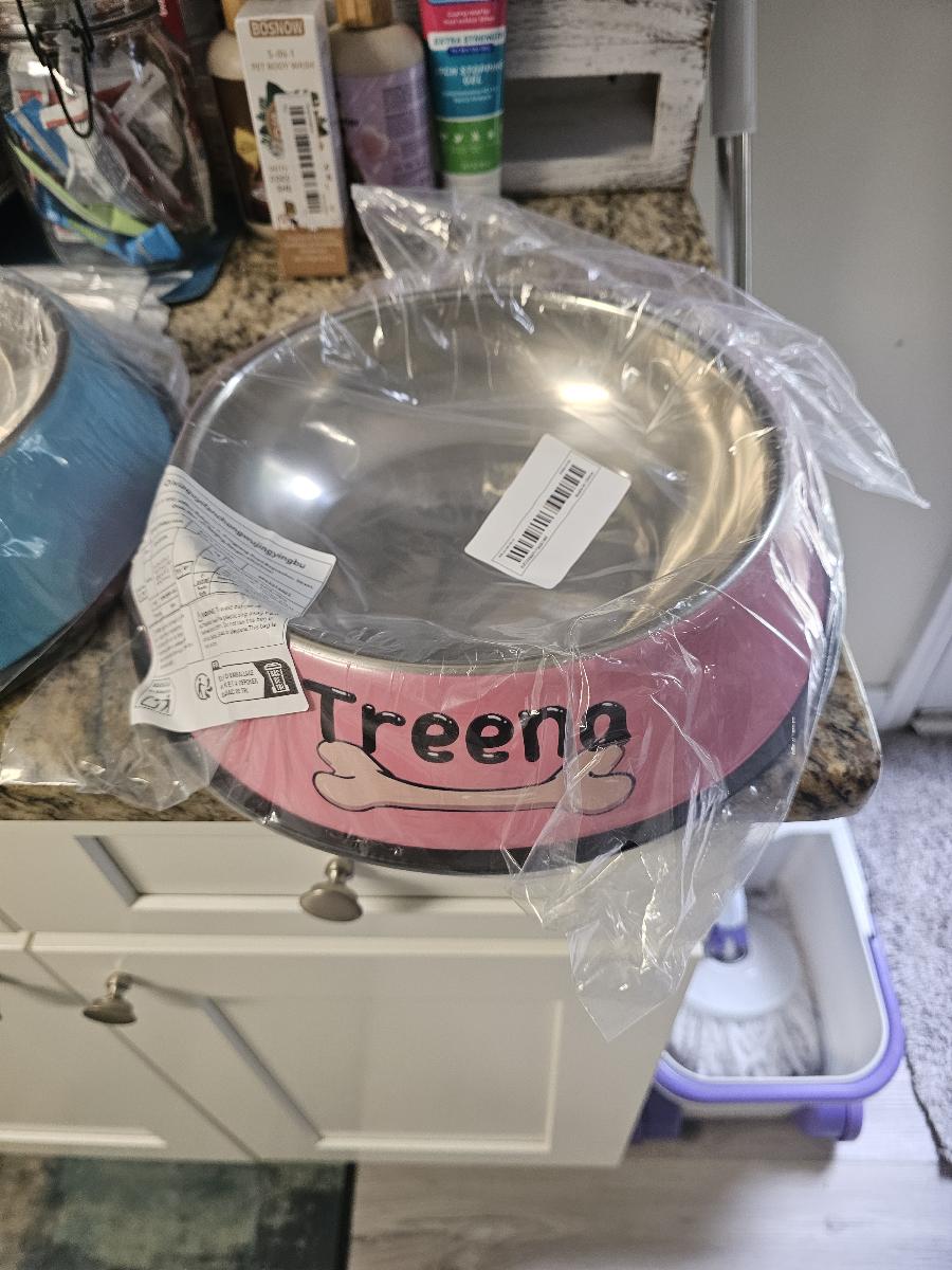 [Anti Slip Pet Bowl] Personalized Anti Slip Stainless Steel Pet Bowl with Custom Name - Perfect for Cats And Dogs, Perfect for Food And Water Supply photo review