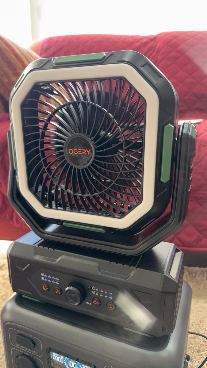 20000mAh Portable Camping Fan with Remote, LED Lantern, Oscillation & 4-Speed Quiet Operation - USB Dual Charging Ports, LED Light, Long-Lasting Lithium Battery for Camping, Travel, Home, Emergency - Lightweight & Stable Base for Tent, Car, Office - Ideal Power Outage Backup photo review