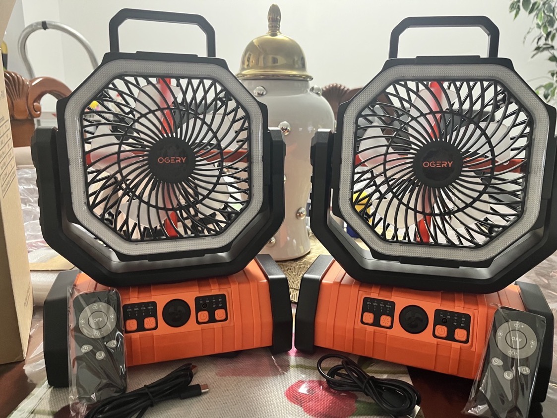 20000mAh Portable Camping Fan with Remote, LED Lantern, Oscillation & 4-Speed Quiet Operation - USB Dual Charging Ports, LED Light, Long-Lasting Lithium Battery for Camping, Travel, Home, Emergency - Lightweight & Stable Base for Tent, Car, Office - Ideal Power Outage Backup photo review