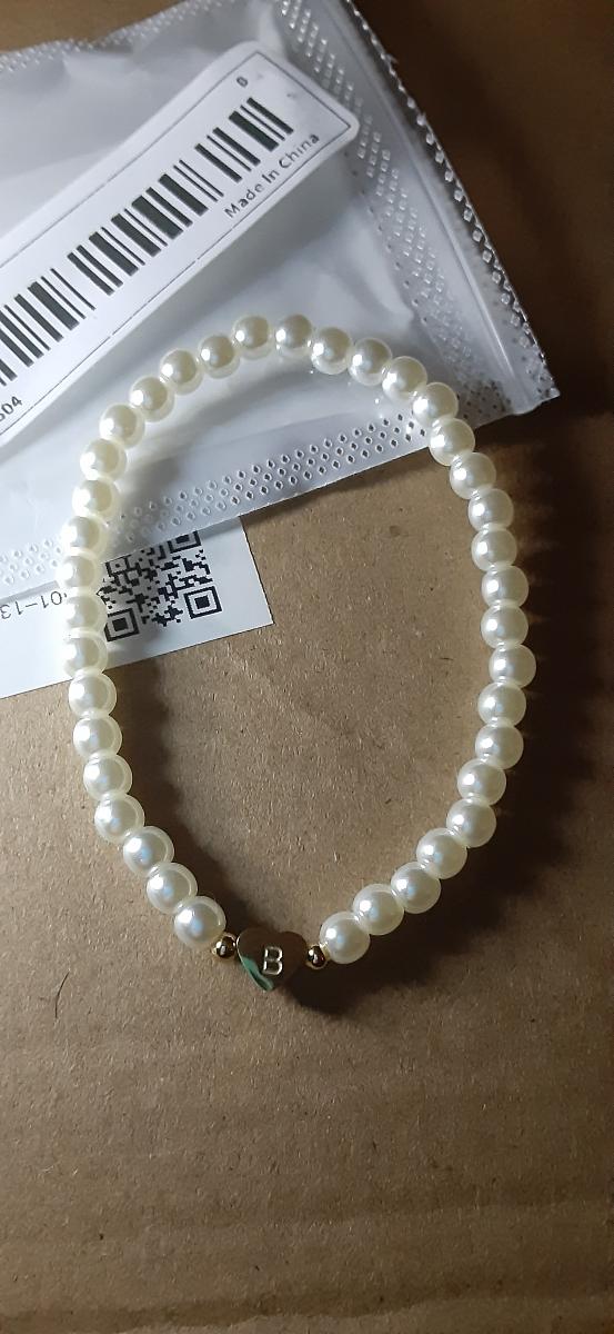 Hot Classic A-Z Heart Lnitial Letter Bracelet Women Temperament Lmitation Imitation Pearl Bead Bracelet for Women Jewelry Gift photo review